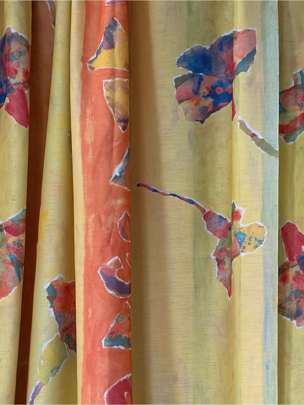 Hand-Sewn Watercolor Floral Single Panel Curtain — Unhemmed - Picture 11 of 12